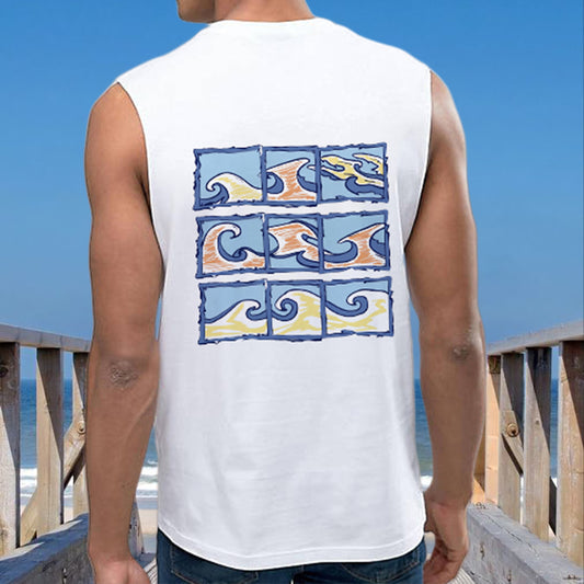 Wave Graphic Print Men's Fashion Tank Top