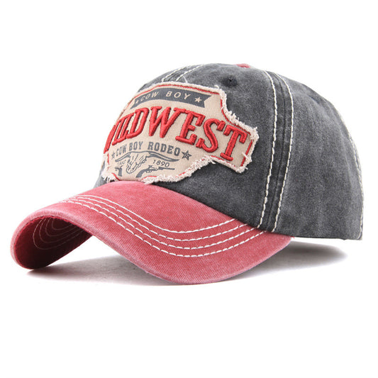 WILDWEST Embroidered Vintage Colorblock Cap Hat
