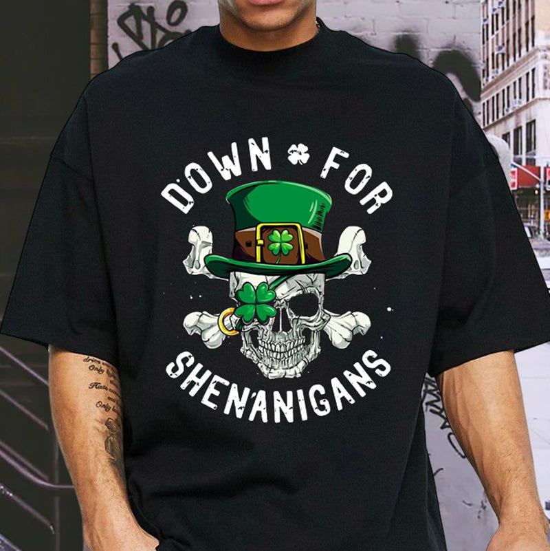 Playful Irish Shenanigan Skull St. Paddy's Shirt Big & Tall