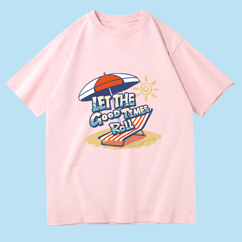 Men's Beach Chair and Sun Umbrella Print Cotton Tee