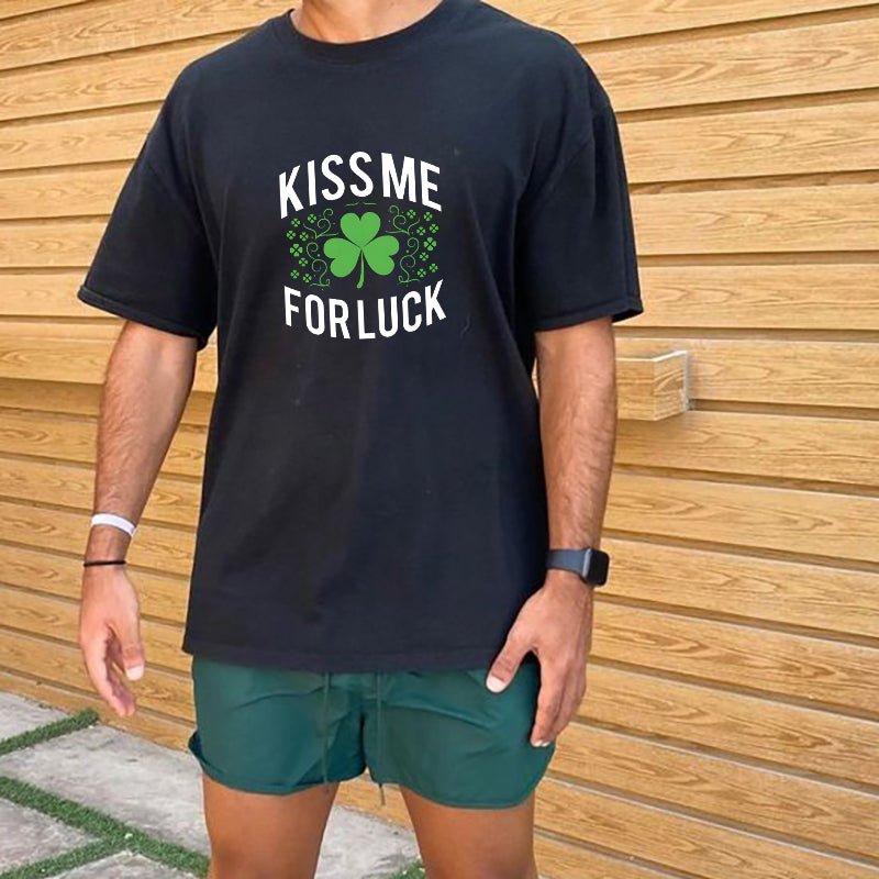 Irish Lucky Kiss Four-Leaf Clover Romance Tee Big & Tall