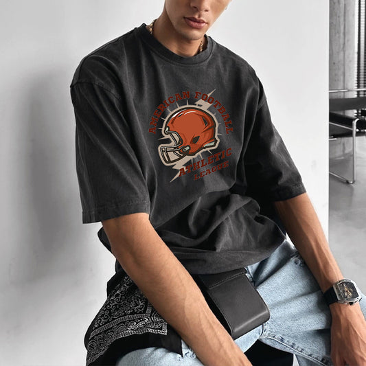 Football Print Men's Cotton Tee