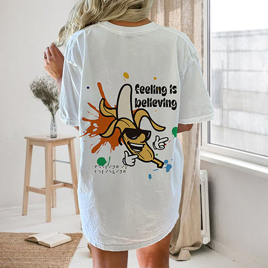 Banana Print Women's Cotton T-shirt