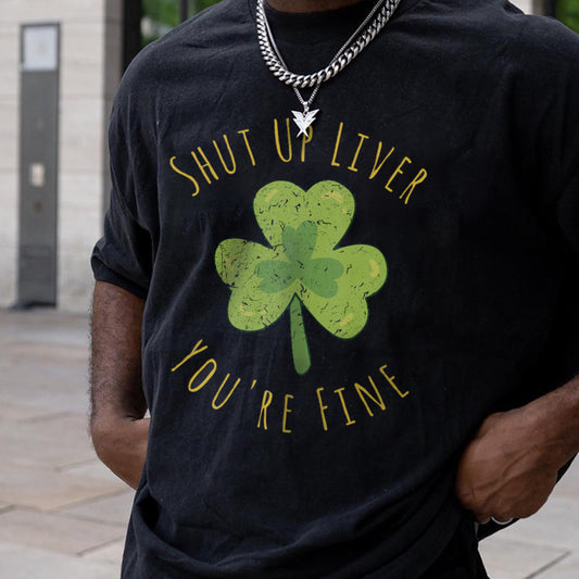 Men's Classic Shamrock Humor Phrase Print Tee