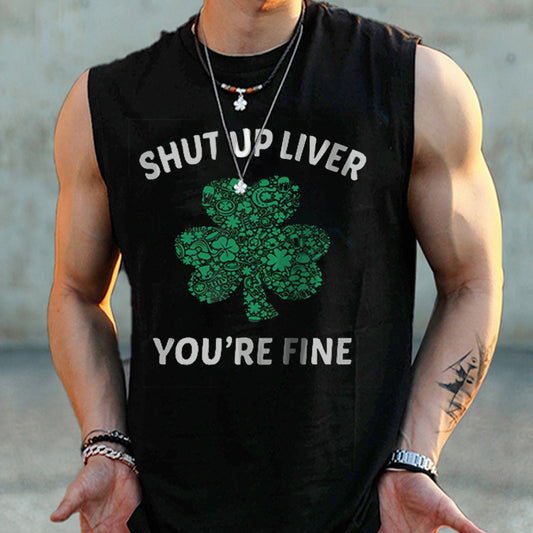 Men's Classic Shamrock Humor Phrase Print Tank