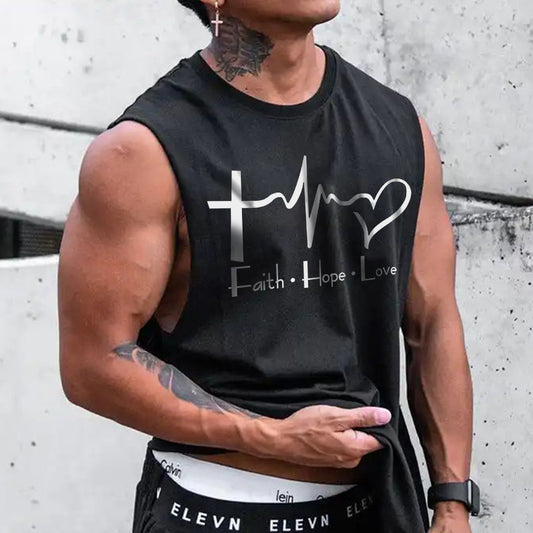 Faith Hope Love Men's Fashion Streetwear Tank Tops-B