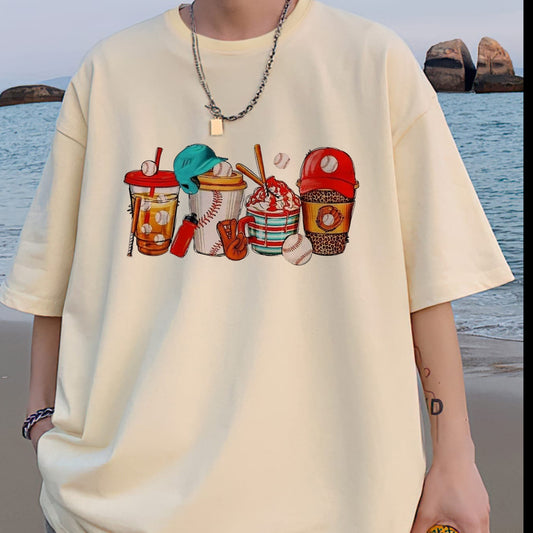 Men's Baseball Print Cotton T-shirt