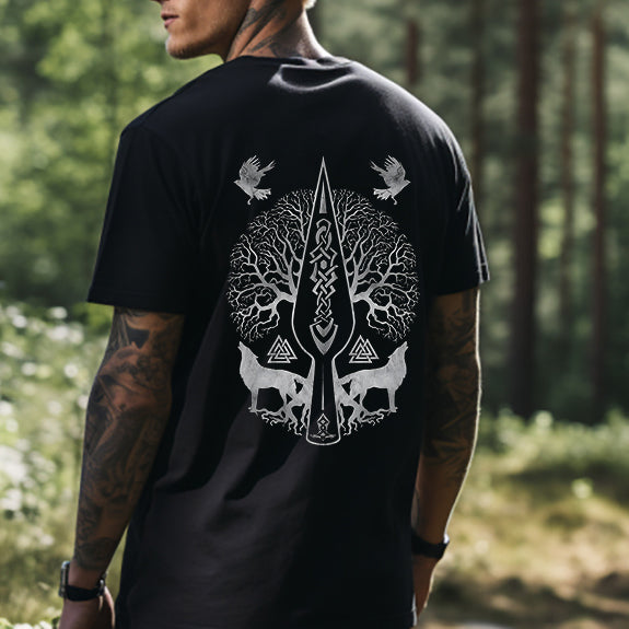 Life of Tree Yggdrasil Retro Viking Culture Graphic T-shirt Big & Tall