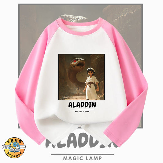 Aladdin Magic Lamp Raglan QR Code Story Tee for Kids