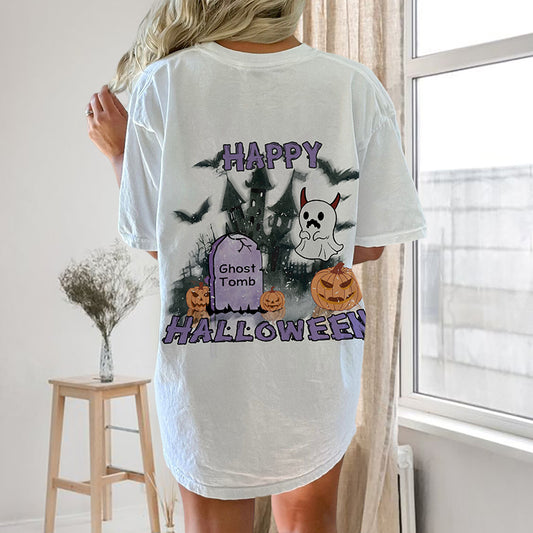 Halloween Ghost Tomb Vibes Women's Cotton Tee