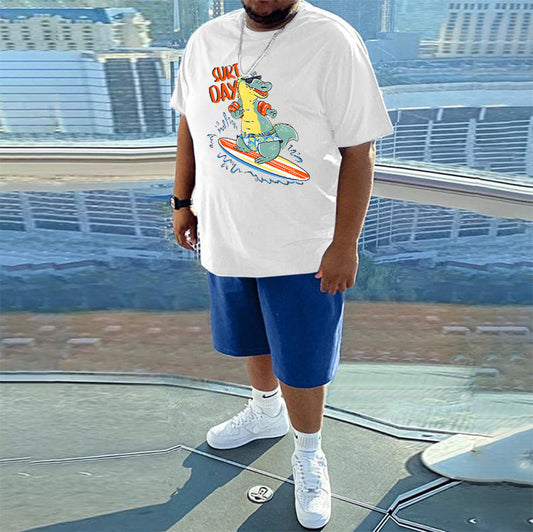 Surf Day Dinosaur Printed Men's T-Shirt Big & Tall