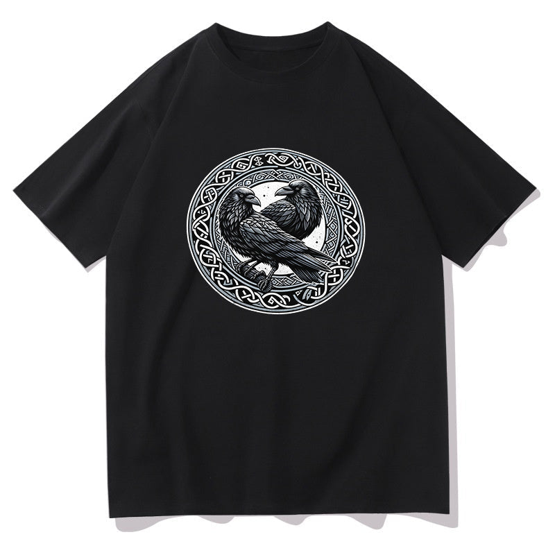 Odin's Ravens Viking Illustration Print Men's T-shirt Big & Tall