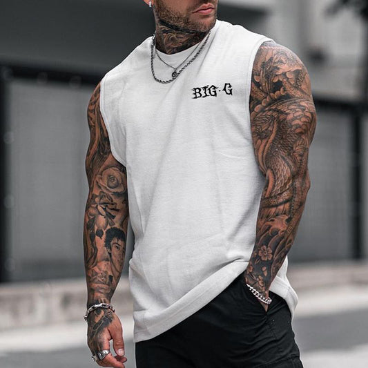 Big G Tiger Graphics Print Men's Tank Top-C