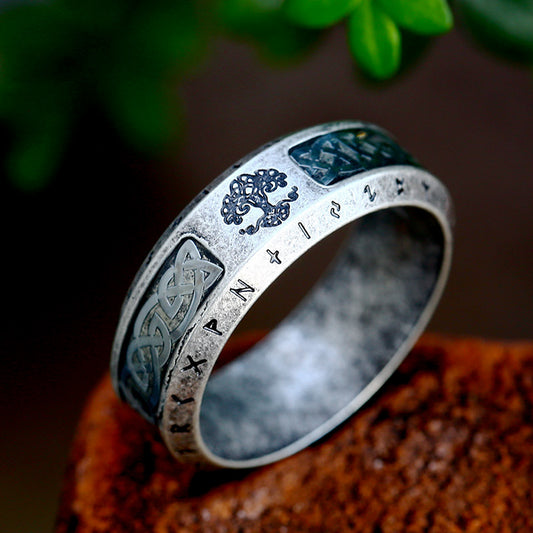 Men's Viking Runes Tree Of Life Ring