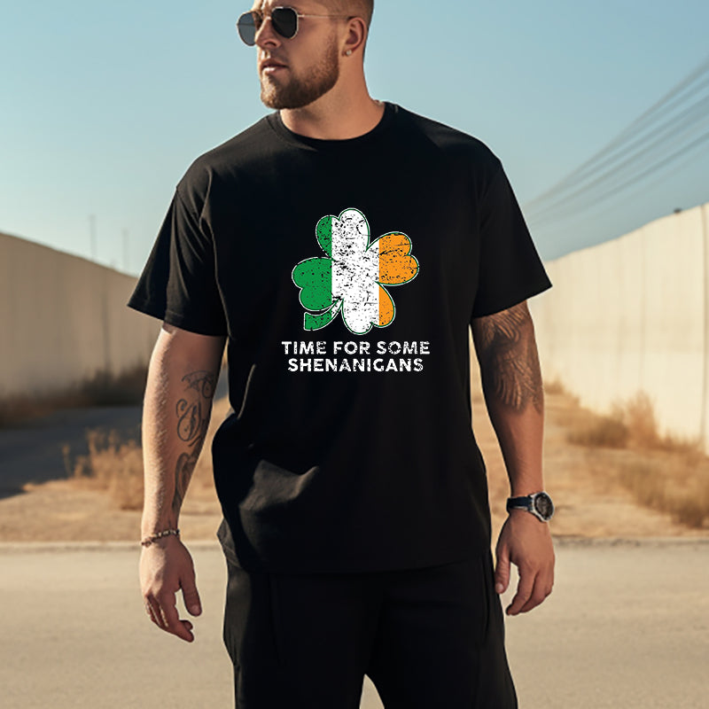 Irish Flag Tri-Color Clover Shenanigans Time Tee Big & Tall