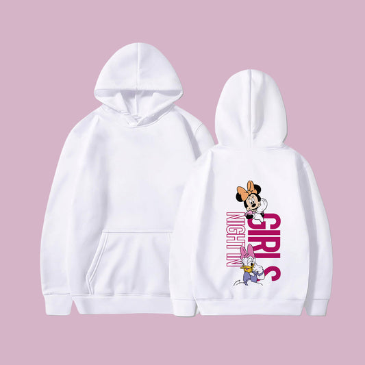 Minnie & Daisy Girl's Night Print Fleeced Hoodie