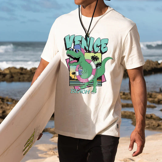 Venice Beach Dinosaur Print Summer Vibe T-shirt Big & Tall