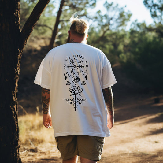 Nordic Symbols Viking Runes and Valknut Print T-Shirt Big & Tall