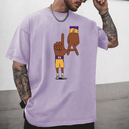 Basketball Lovers Fan Tee Funny Print Men's Casual T-Shirt