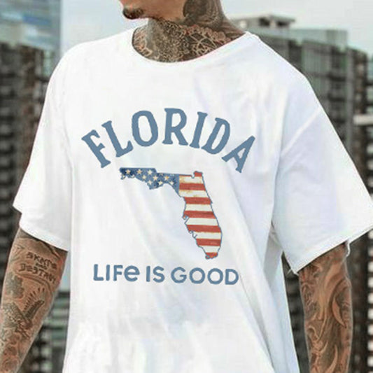 The States of Florida American Flag Men's T-Shirt Big & Tall