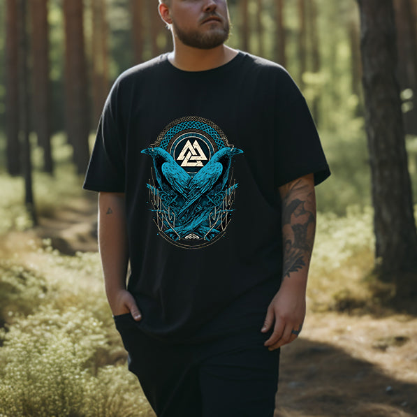 Odin's Ravens and Valknut Celtic Elements Viking Tee Big & Tall