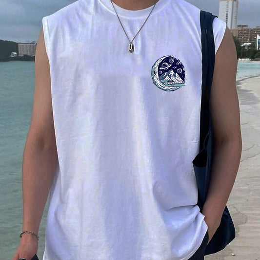 Surfing Graphic Print Men's Tank Top-C