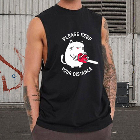 Funny Cat Print Men's Crop Top