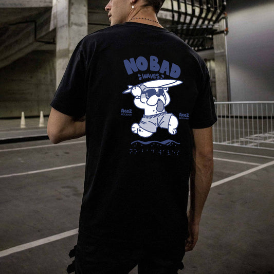 No Bad Waves Surfing Dog Men's Big & Tall T-shirt