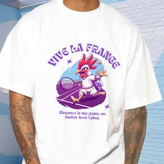 French Gallic Rooster Tennis Enthusiast T-Shirt