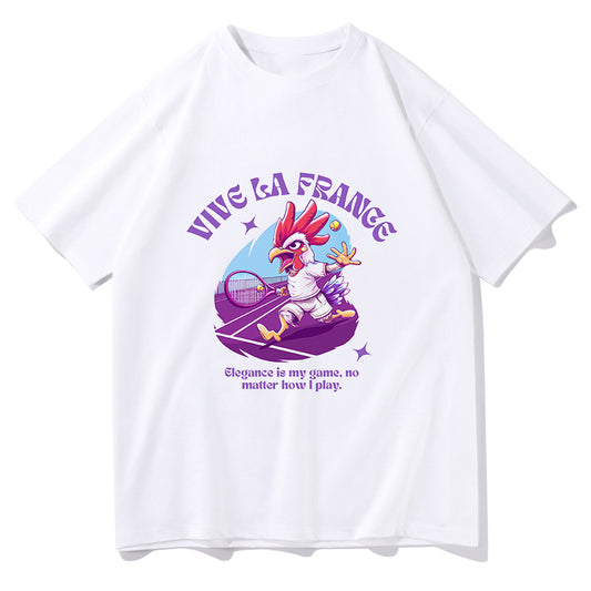 Women's French Gallic Rooster Tennis Enthusiast T-Shirt