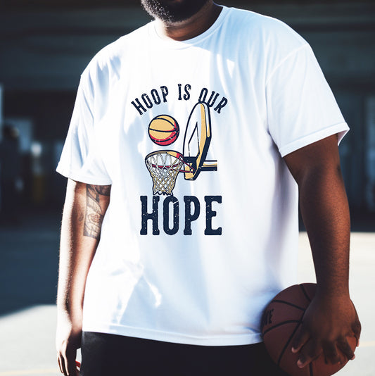 Men's White Basketball Hoop Print T-shirt