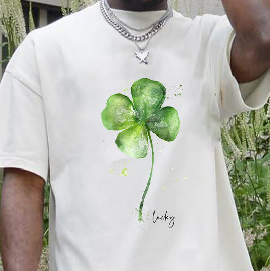 Watercolor Clover Men's Lucky Charm T-shirt
