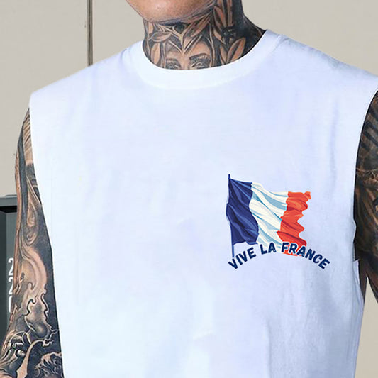 Vive la France Flag Print Men's Tank Top