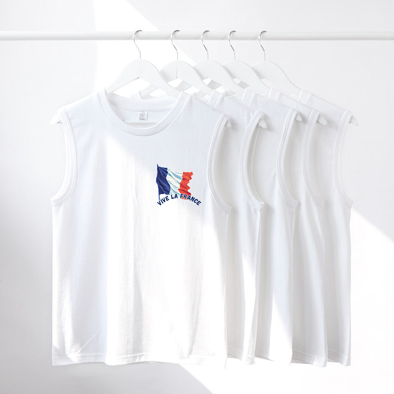 Vive la France Flag Print Men's Tank Top