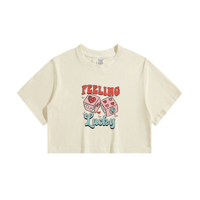Lucky Dice Print Ladies Crop Tee