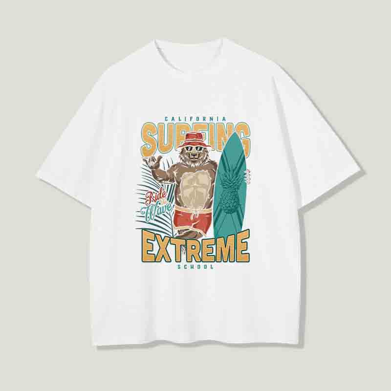 Surfing Bear Printed Men's Beach Vibes T-Shirt Big & Tall