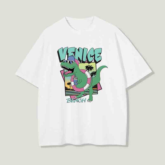 Venice Beach Dinosaur Print Summer Vibe T-shirt