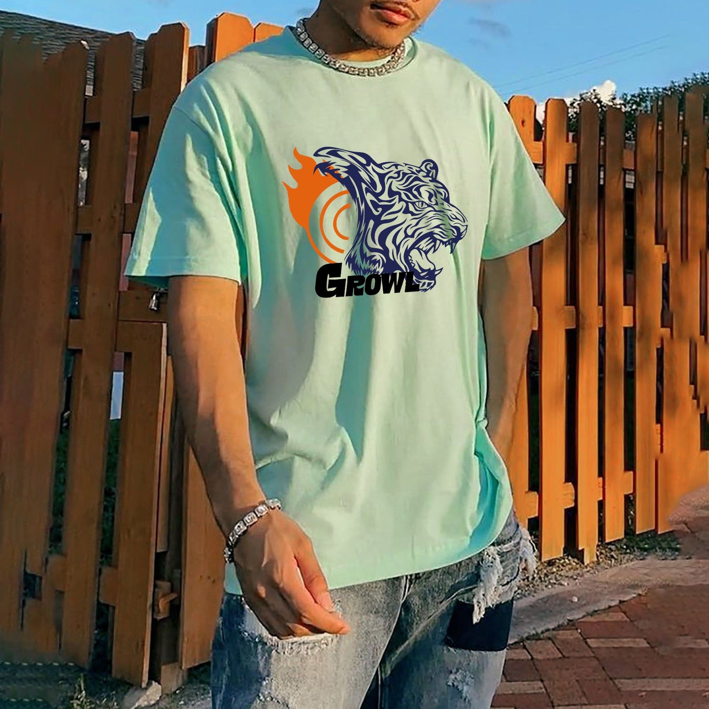 Tiger Graphics Casual Men’s T-shirts Big & Tall