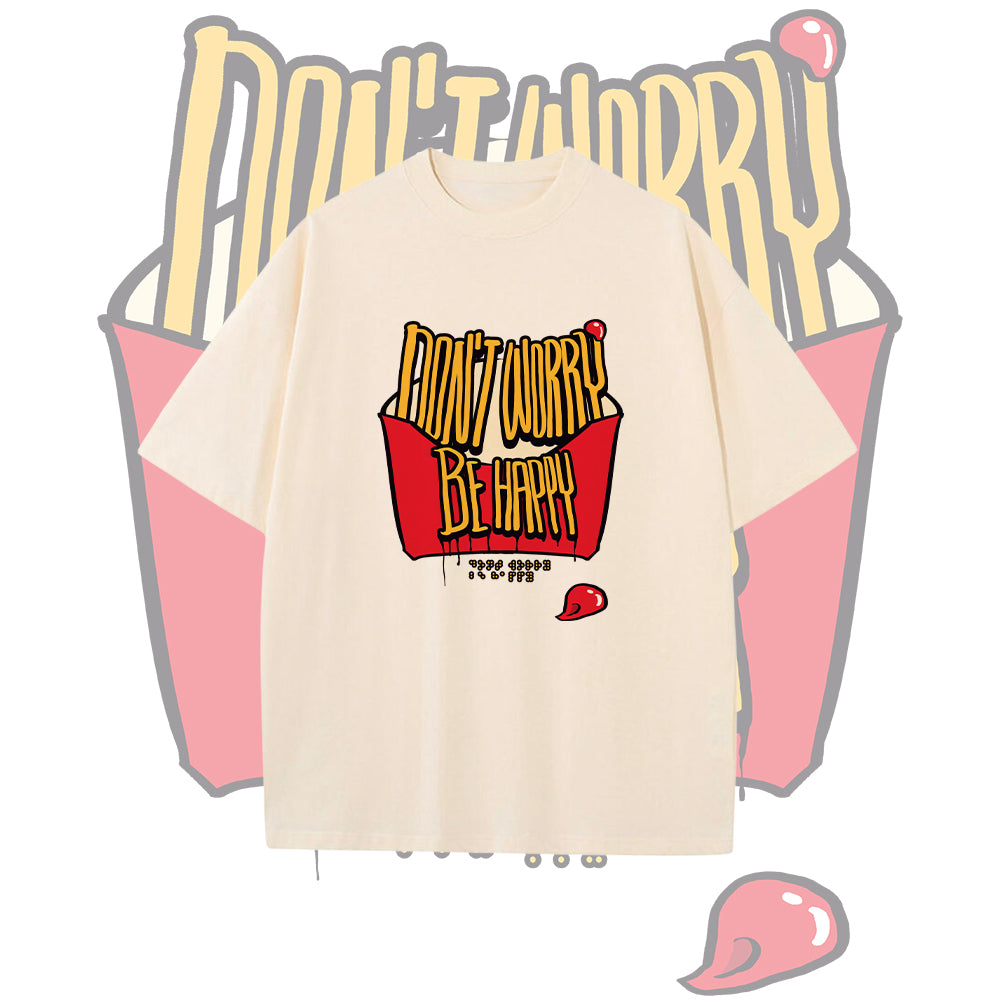 French Fries Inspirational Letter Print Women's Oversize T-shirt