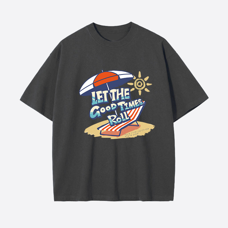 Men's Beach Chair and Sun Umbrella Print Cotton Tee