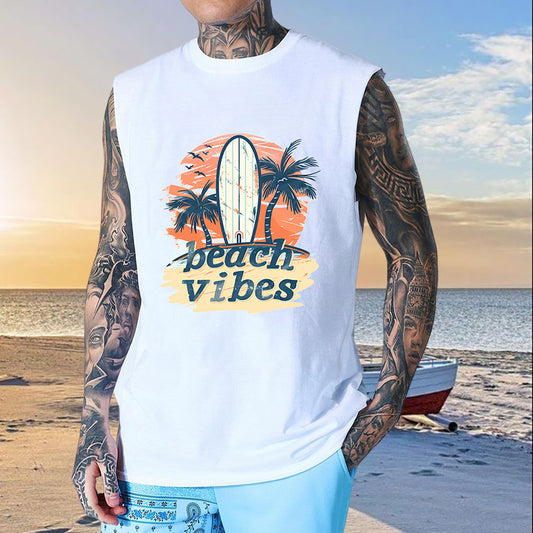 Beach Vibes Surf Lovers Men's Fashion Tank Top