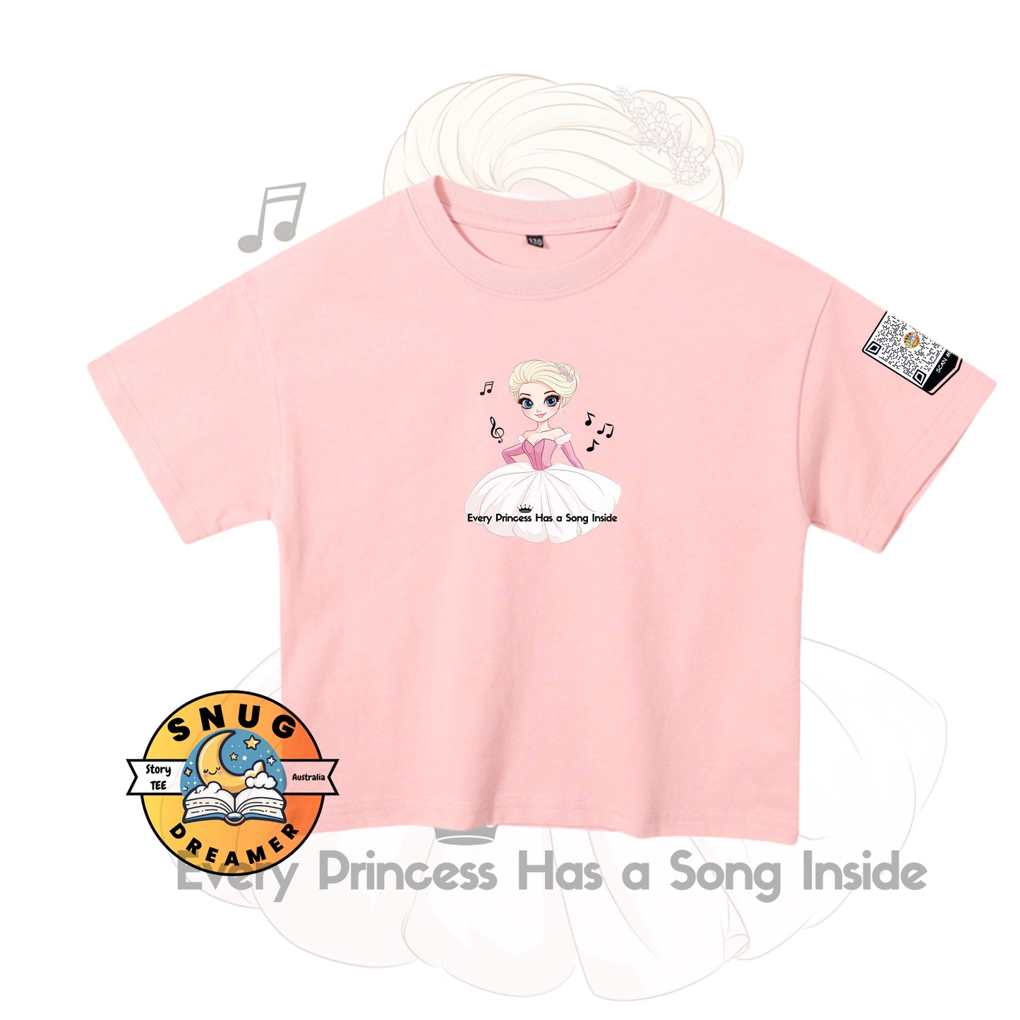 Snow White Princess QR Code Bedtime Story Tee for Kids