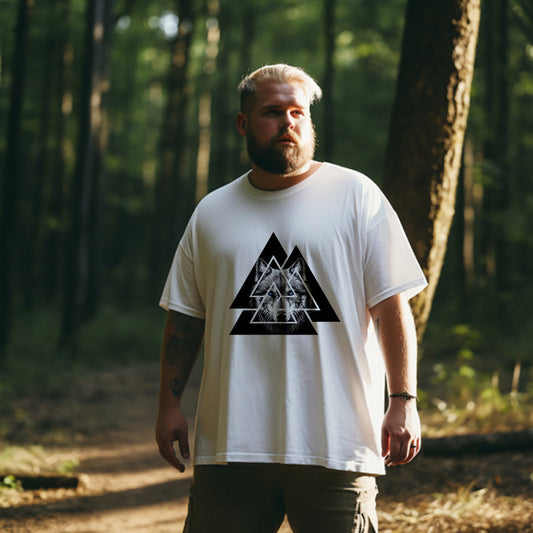 Norse Mythology Valknut Wolf Print Men's T-shirt Big & Tall