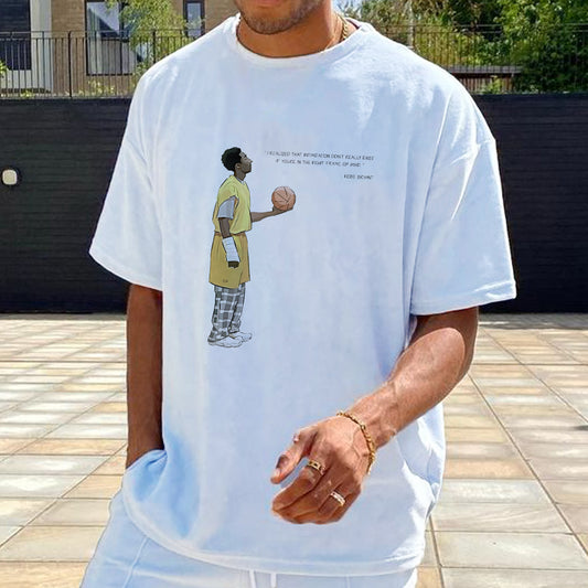 Motivational Quote Kobe Bryant Cartoon Print Fan Tee