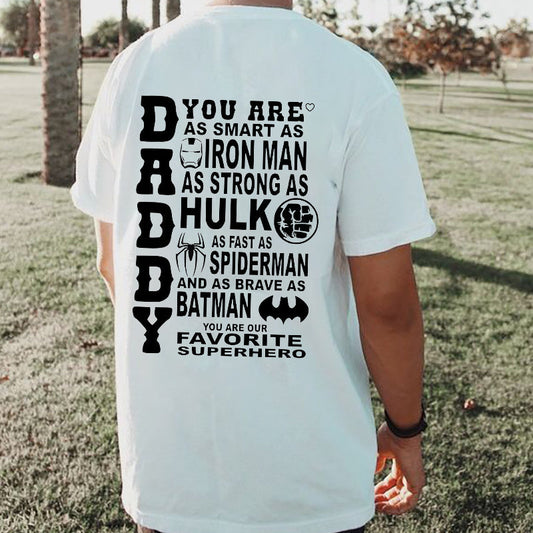 Gift For Dad Men's Letter Print White T-shirt Big & Tall