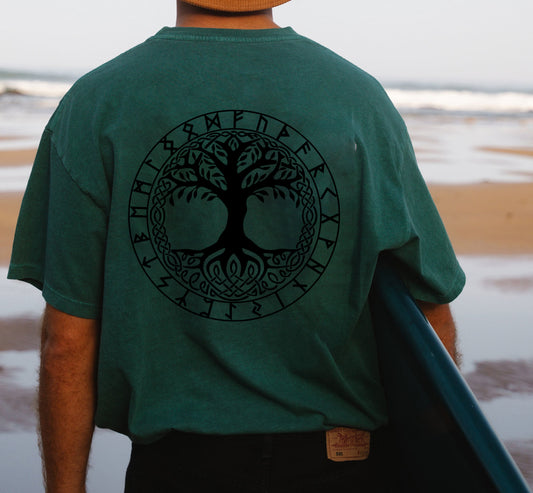 Yggdrasil Print Norse Mythology Men's Cotton T-shirt