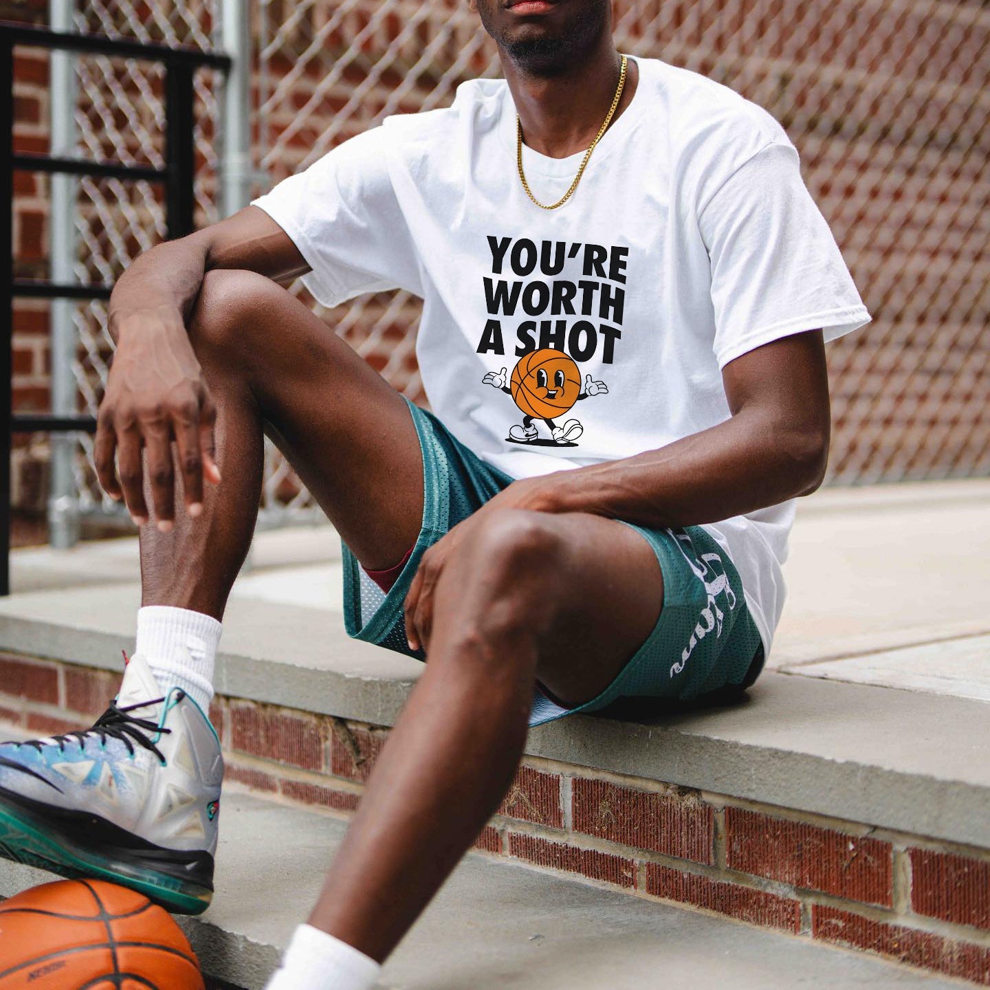 Motivational Basketball Character Tee Inspirational Sports Big & Tall Shirt