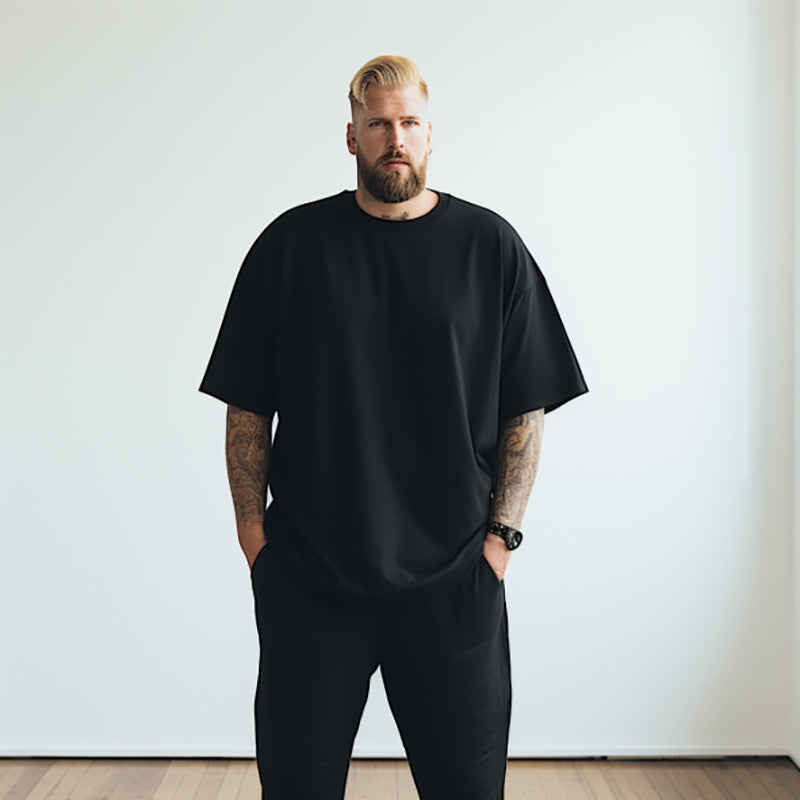 Men's Plain Oversized Cotton T-shirt - Black
