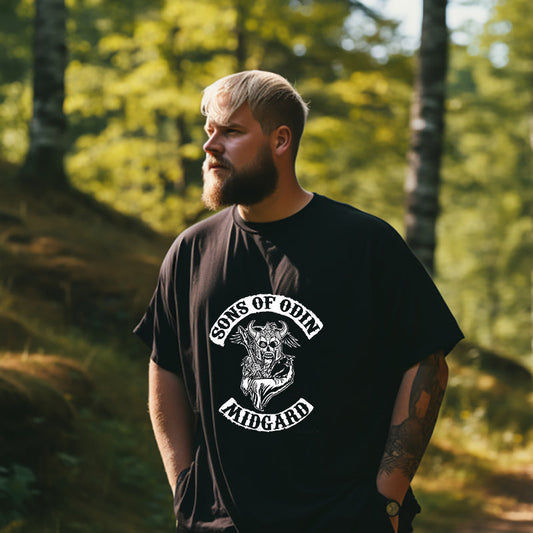 Epic Norse Mythology MIDGARD and Sons of Odin Printed Tee Big & Tall