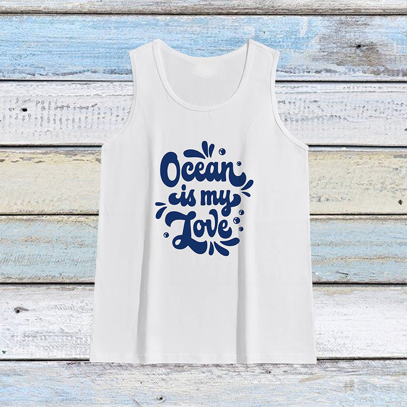 Ocean Love Letter Print Men's Tank Top